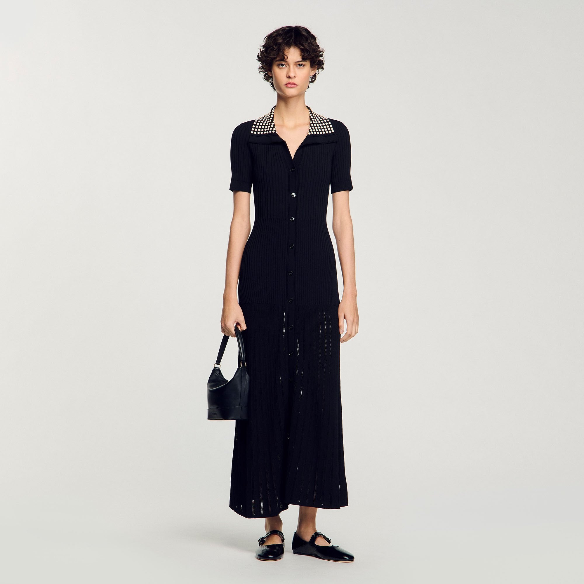 Sandro Women Knit maxi dress with studs