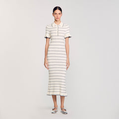 Sandro Women Knitted midi dress with polo neck