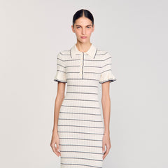 Sandro Women Knitted midi dress with polo neck