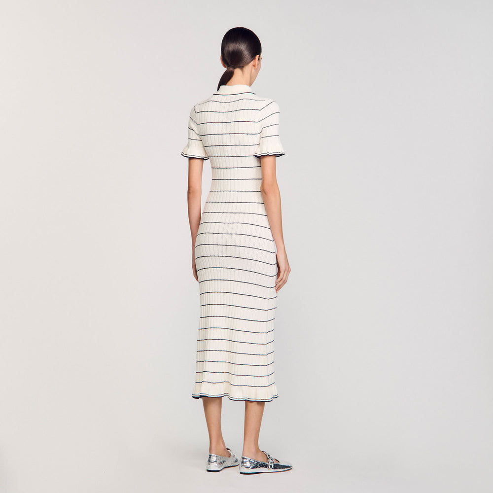 Sandro Women Knitted midi dress with polo neck