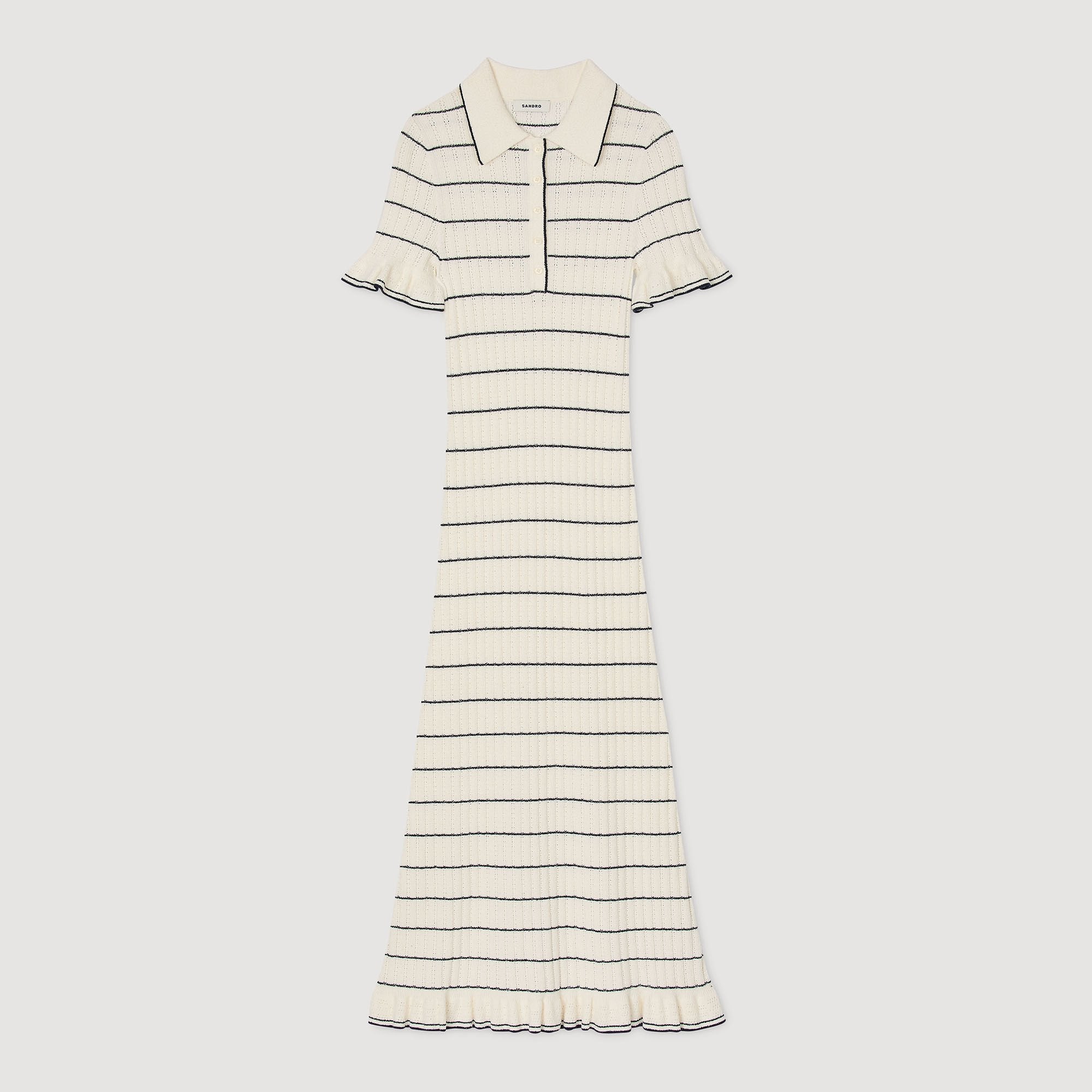 Sandro Women Knitted midi dress with polo neck
