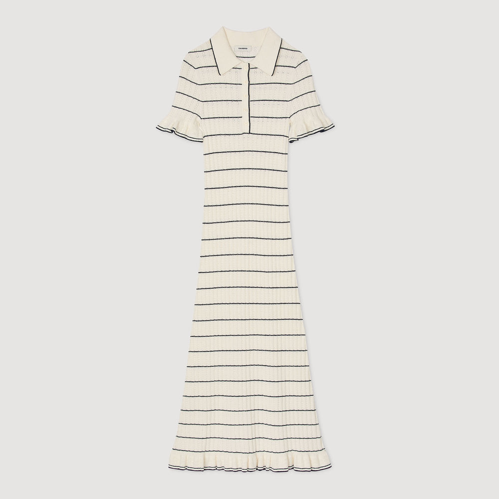 Sandro Women Knitted midi dress with polo neck