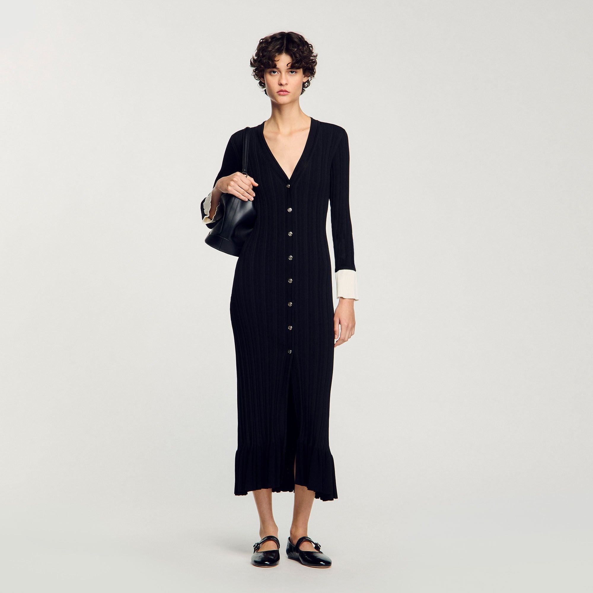 Sandro Women Two-tone knit maxi dress