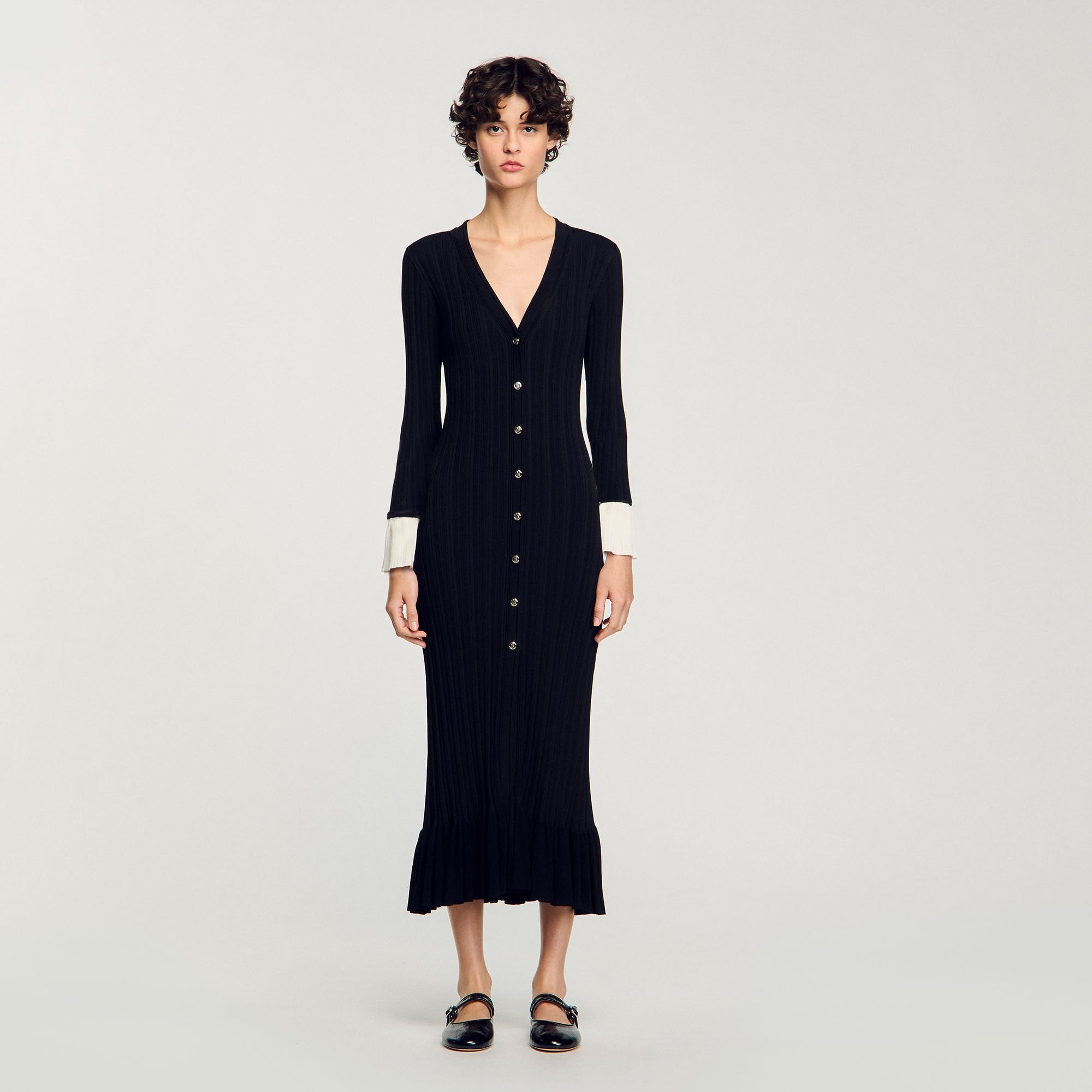 Sandro Women Two-tone knit maxi dress