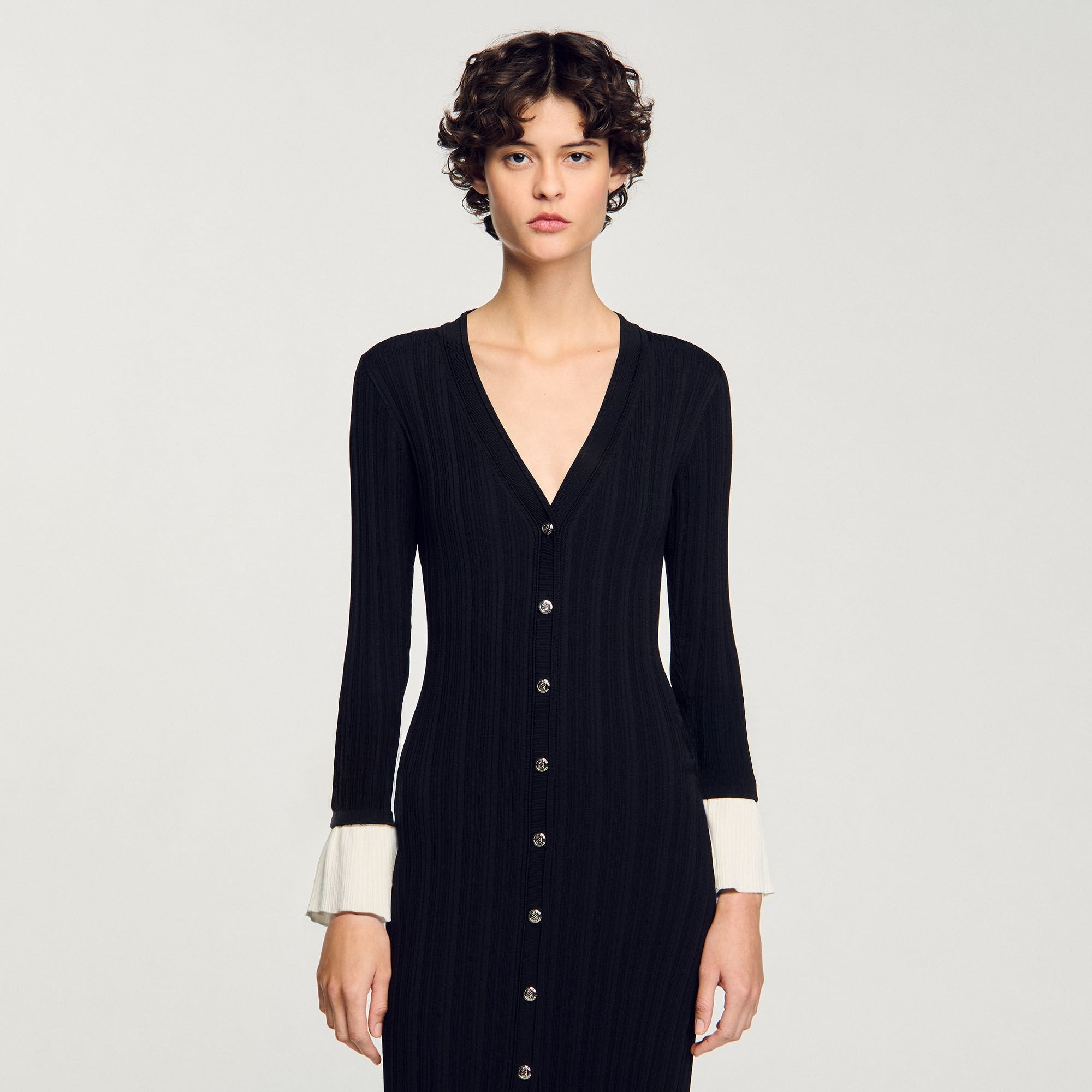 Sandro Women Two-tone knit maxi dress
