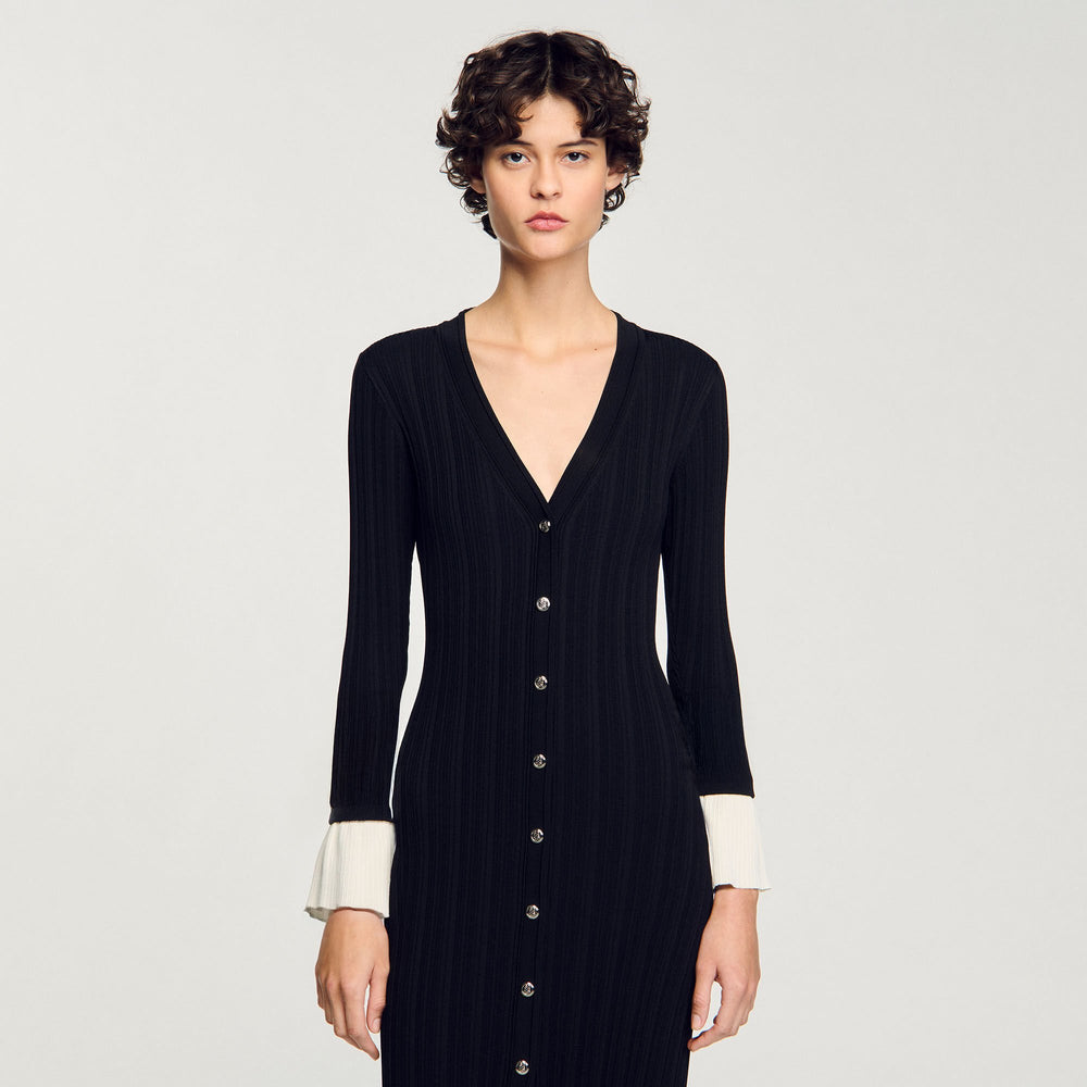 Sandro Women Two-tone knit maxi dress