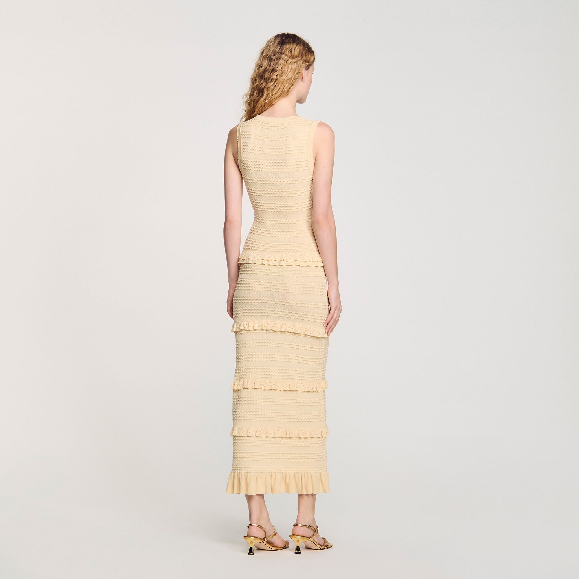 Sandro Women Ruffled knit maxi dress