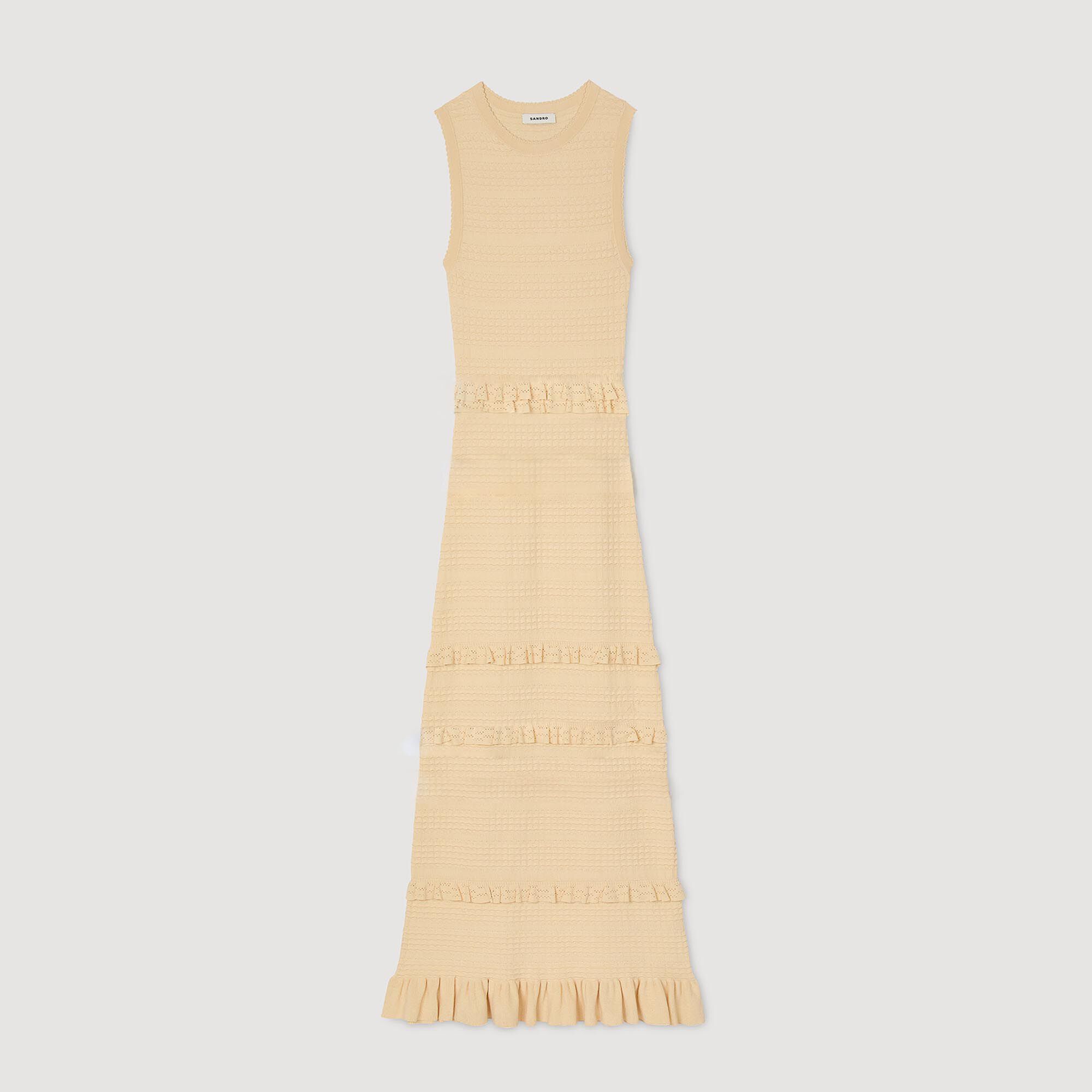 Sandro Women Ruffled knit maxi dress