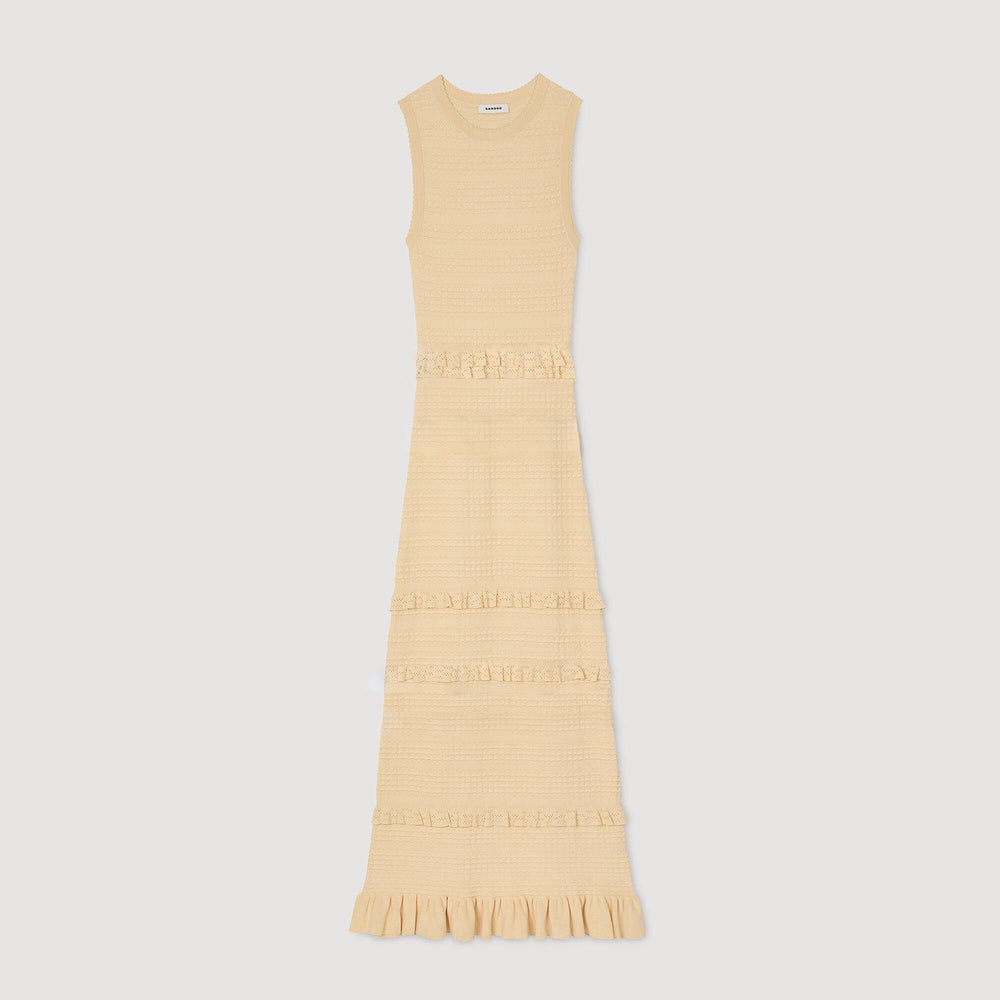Sandro Women Ruffled knit maxi dress