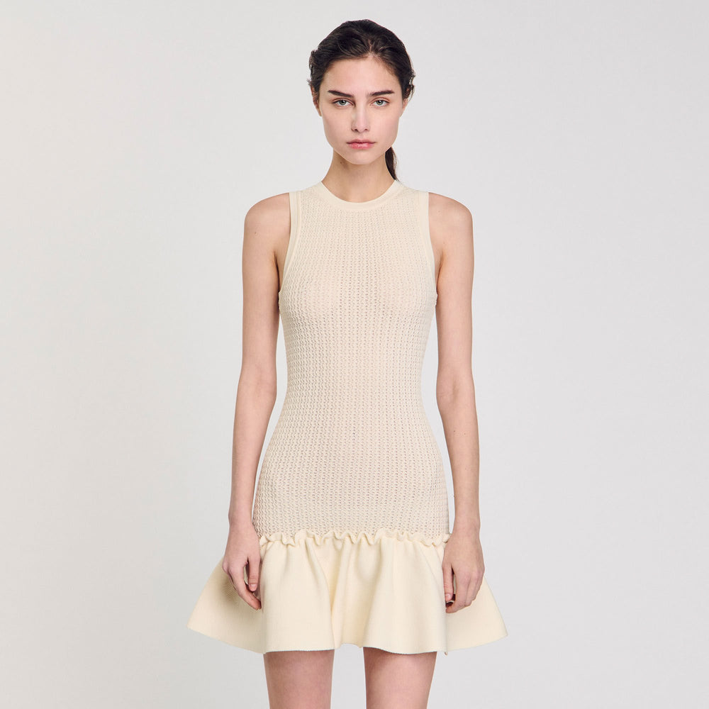 Sandro Women Mini knit dress with ruffle