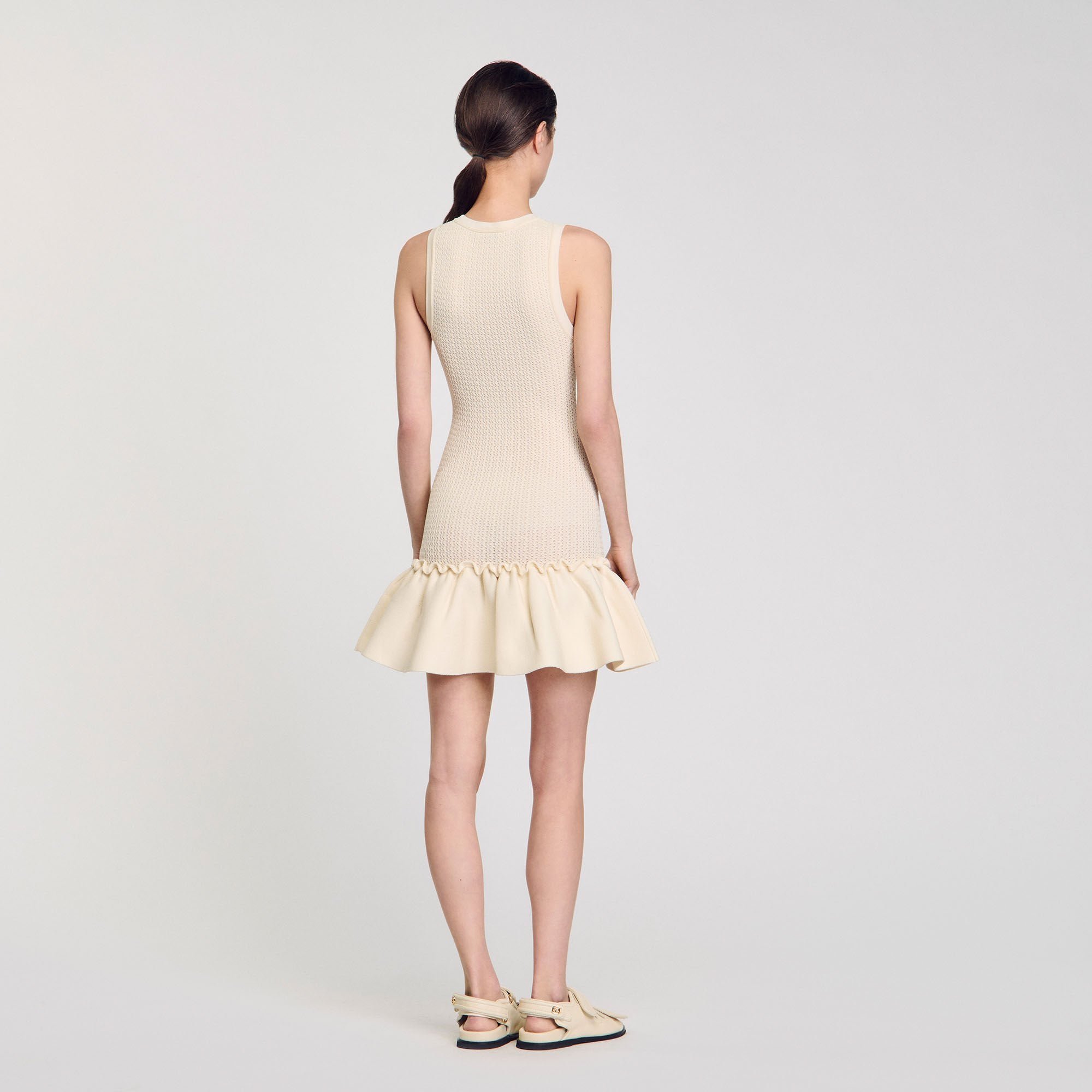 Sandro Women Mini knit dress with ruffle