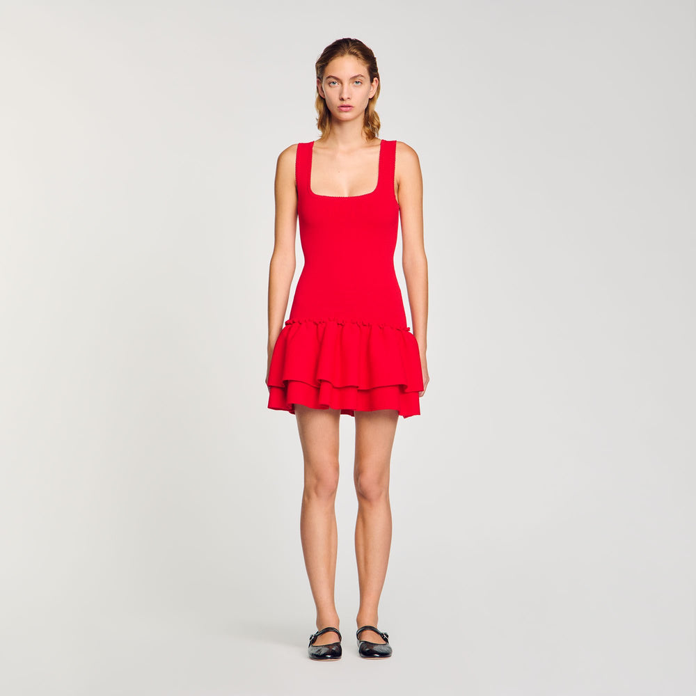 Sandro Women Mini knit dress with ruffles