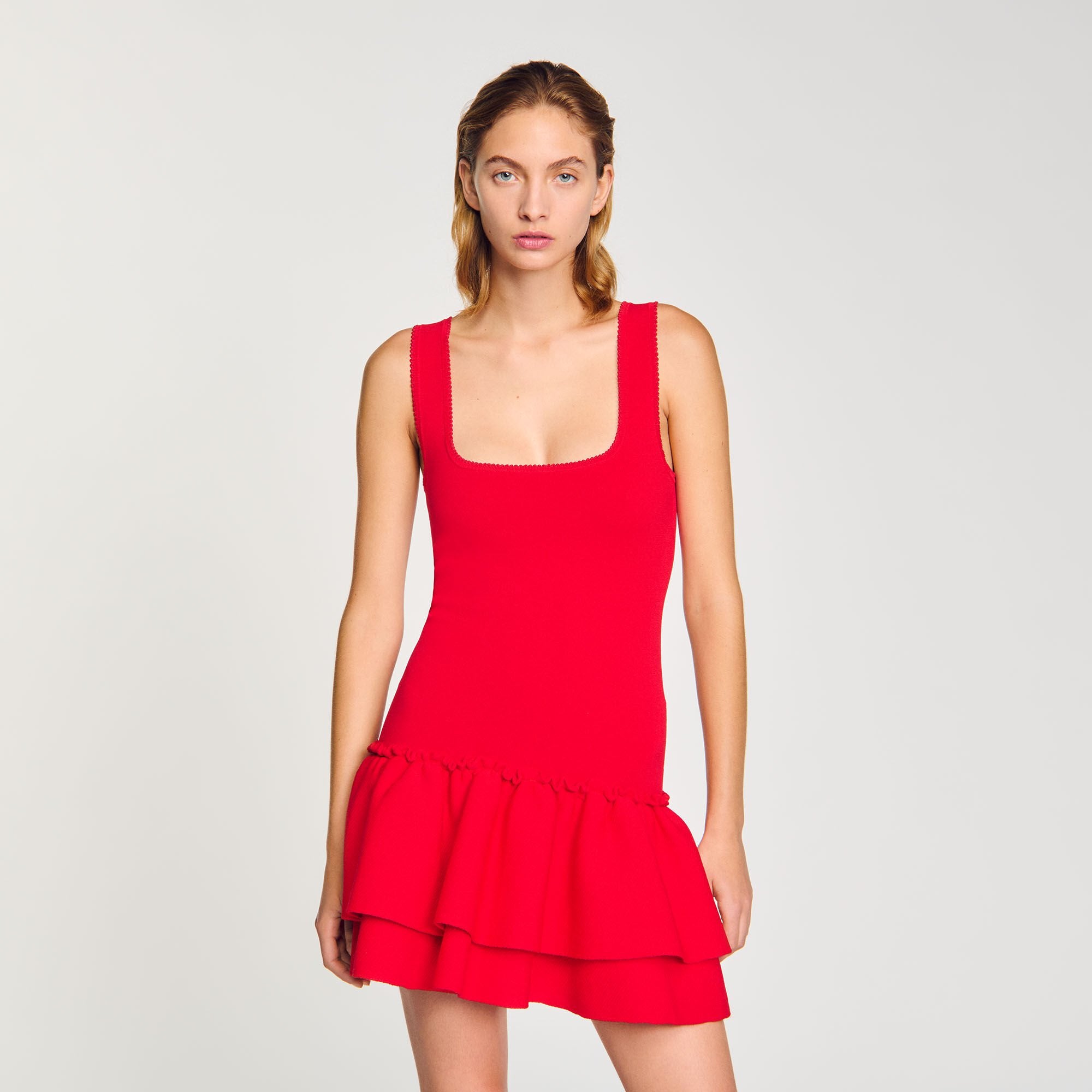 Sandro Women Mini knit dress with ruffles