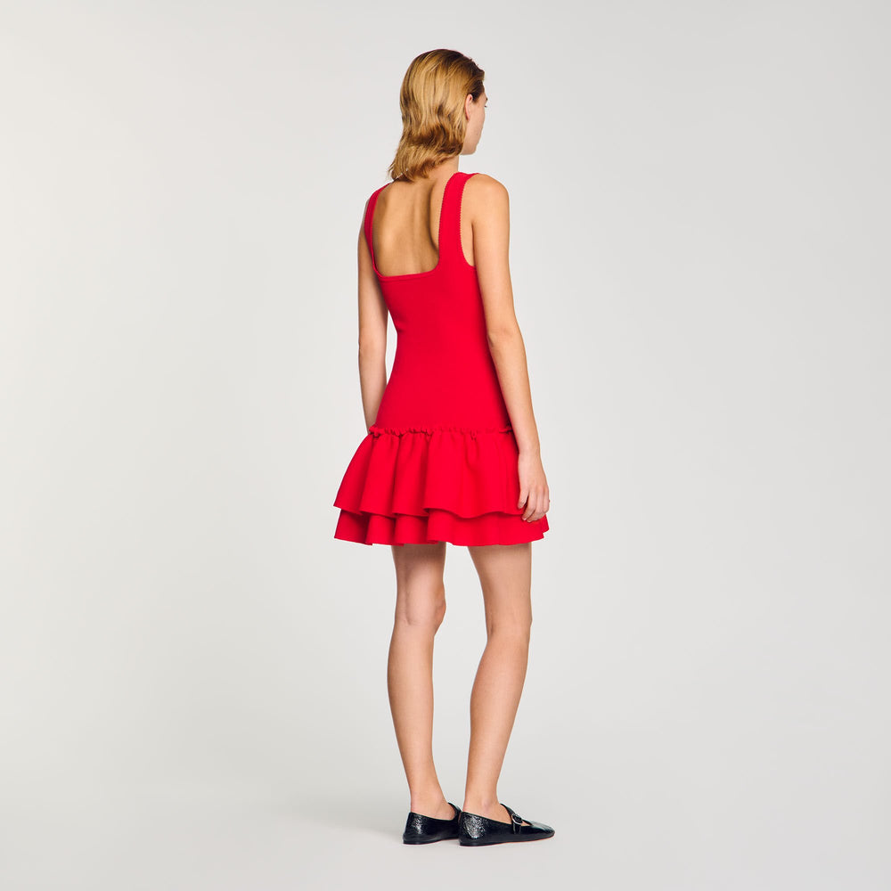 Sandro Women Mini knit dress with ruffles