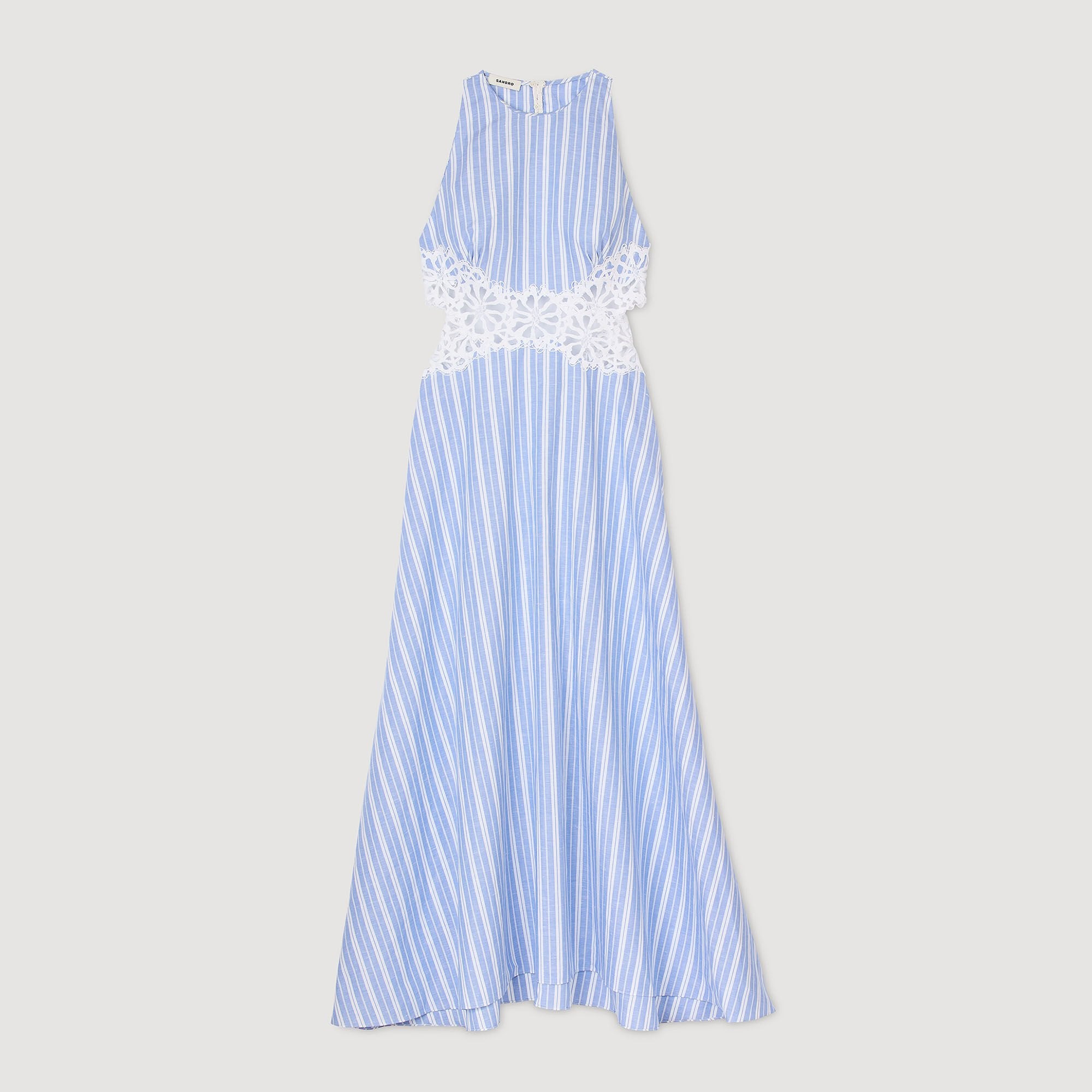 Sandro Women Striped maxi dress with lace