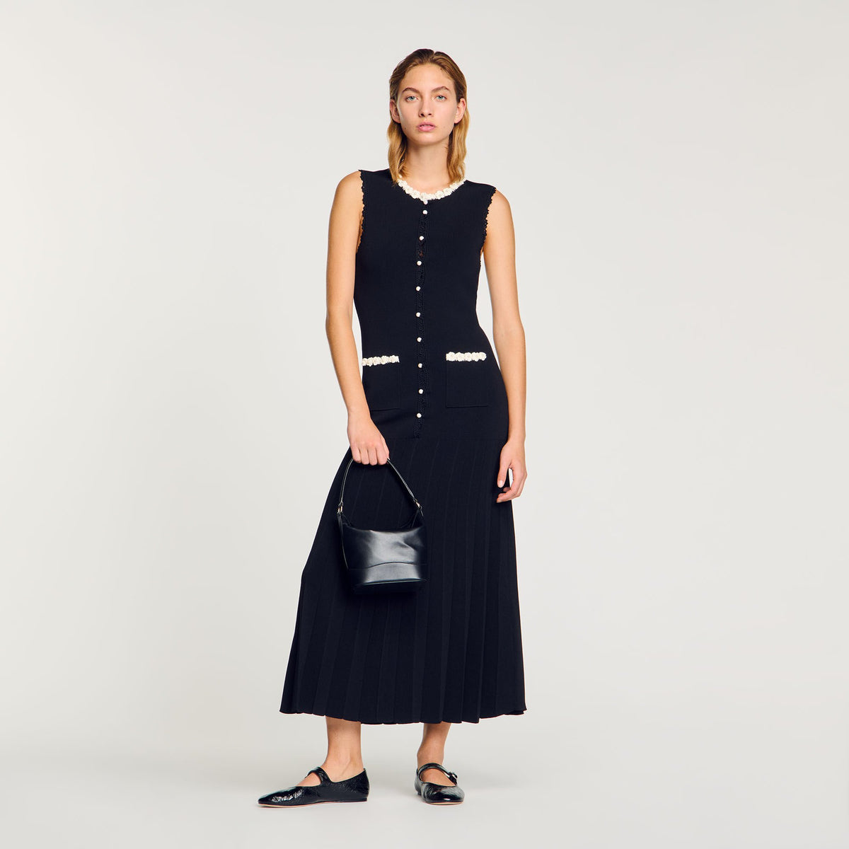 Sandro Women Maxi dress with crochet detailing