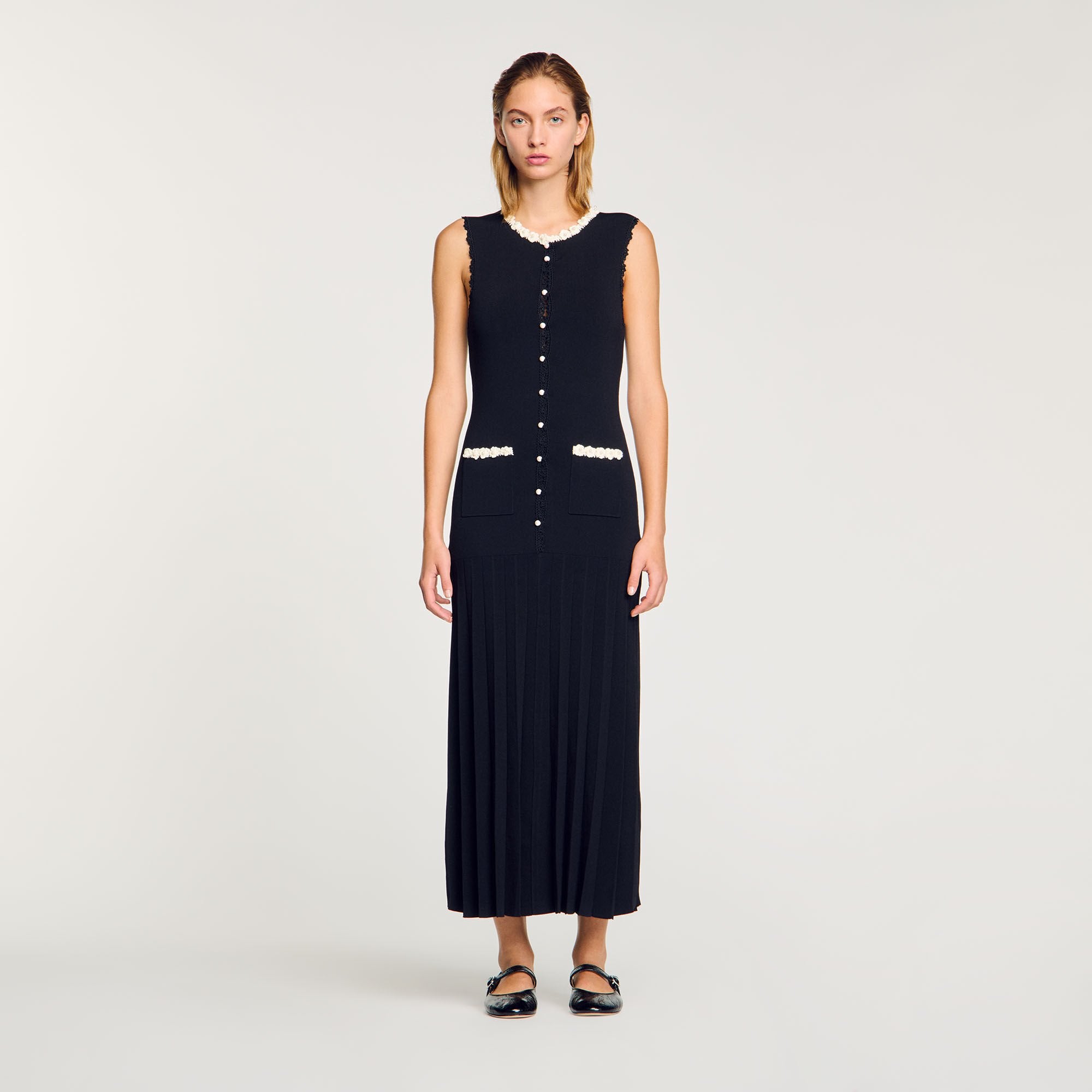 Sandro Women Maxi dress with crochet detailing