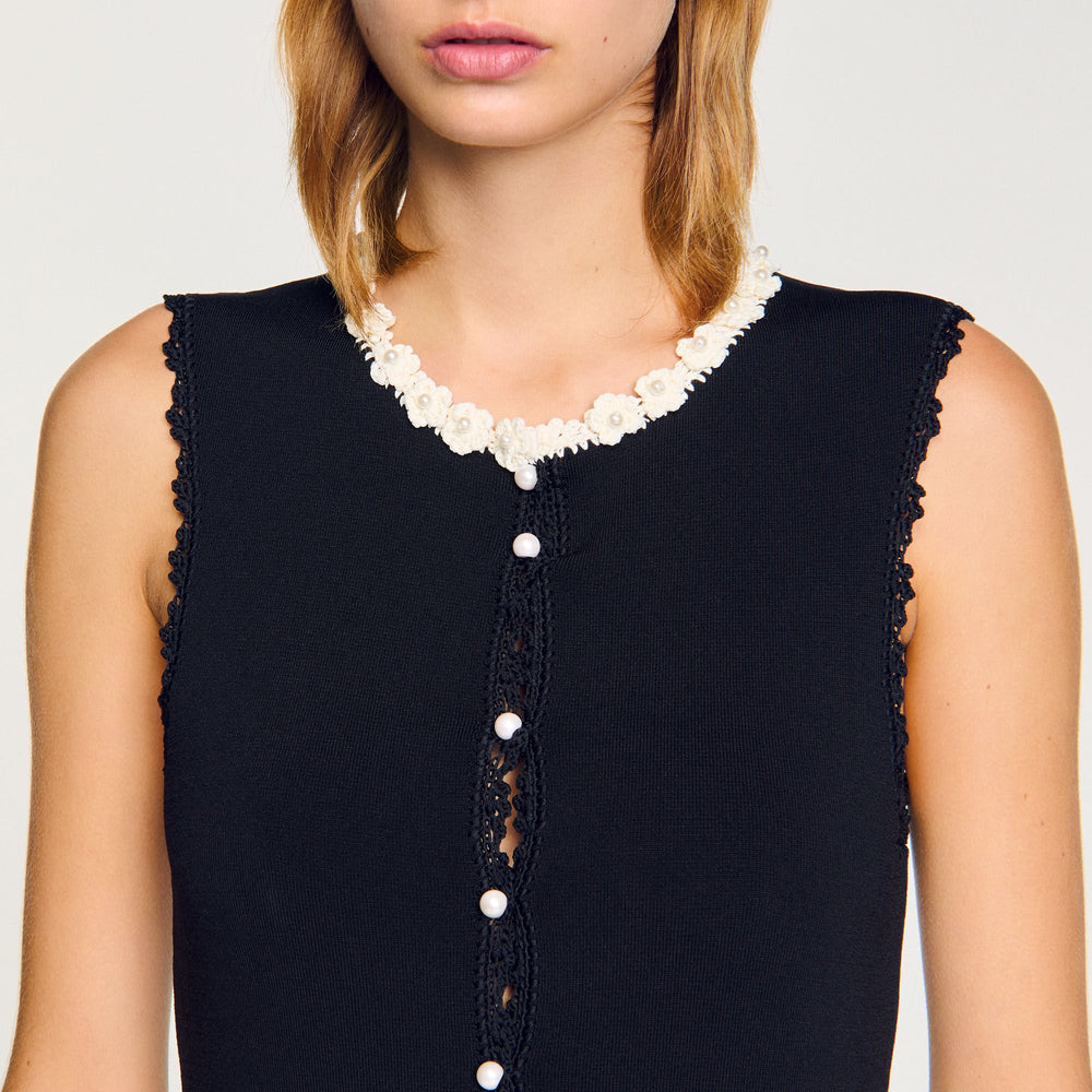 Sandro Women Maxi dress with crochet detailing