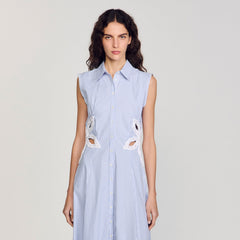 Sandro Women Striped embroidered maxi dress