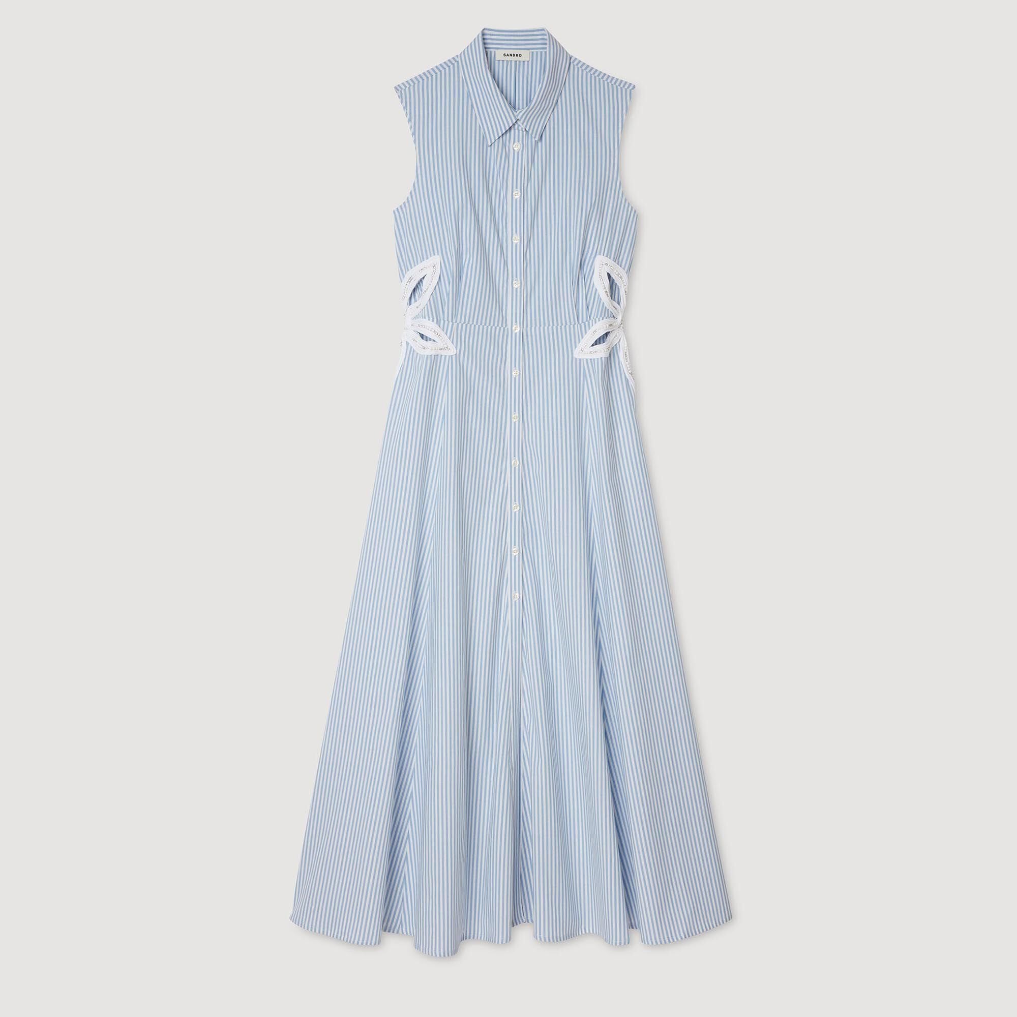 Sandro Women Striped embroidered maxi dress