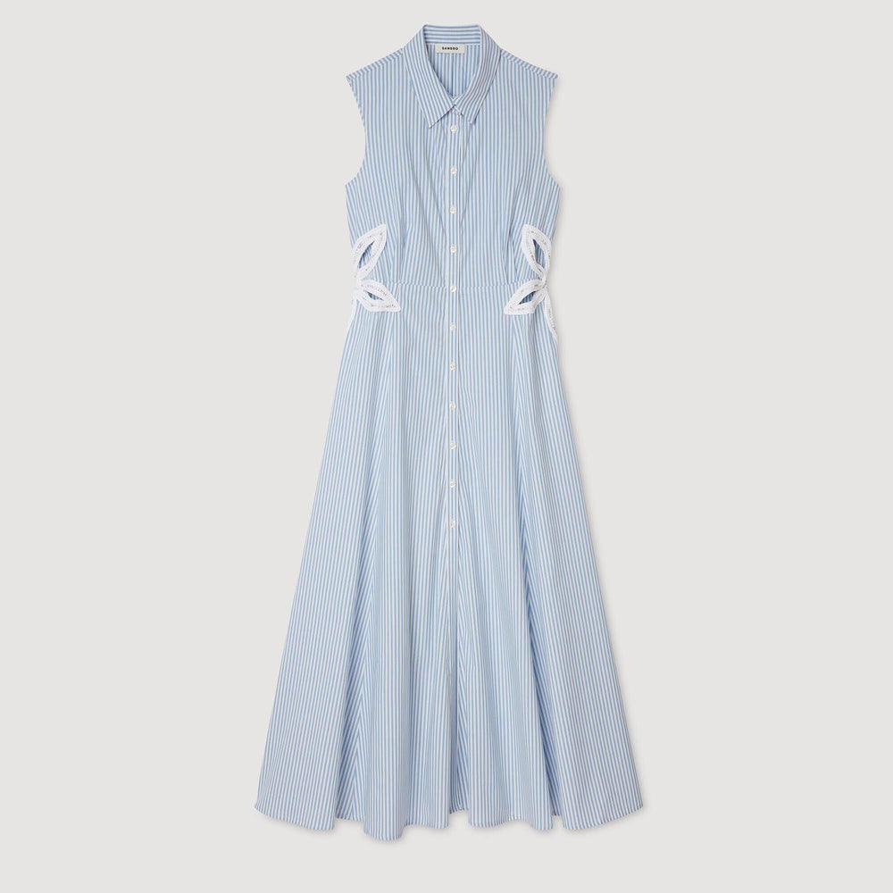 Sandro Women Striped embroidered maxi dress