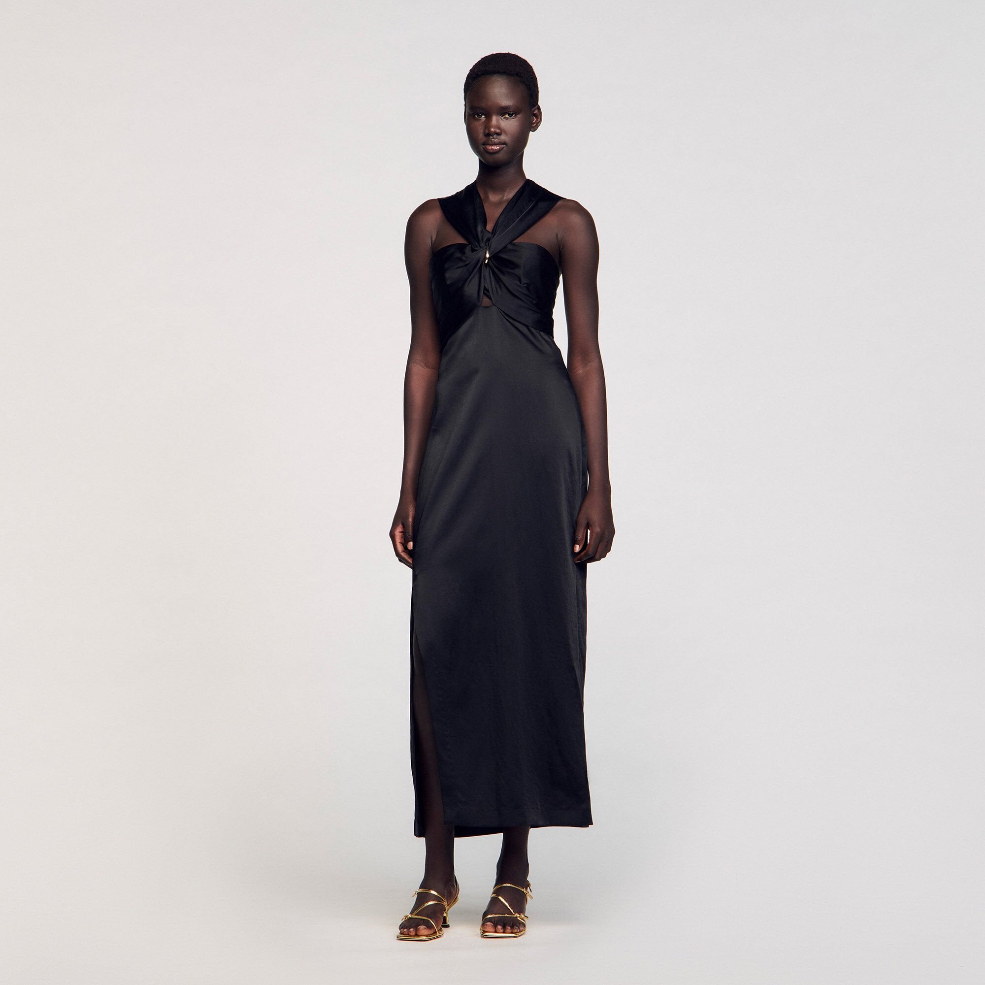 Sandro Women Slit satin-effect maxi dress