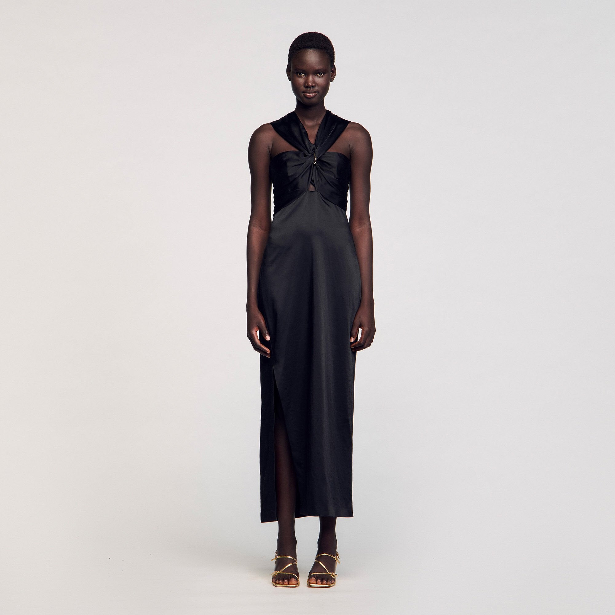 Sandro Women Slit satin-effect maxi dress