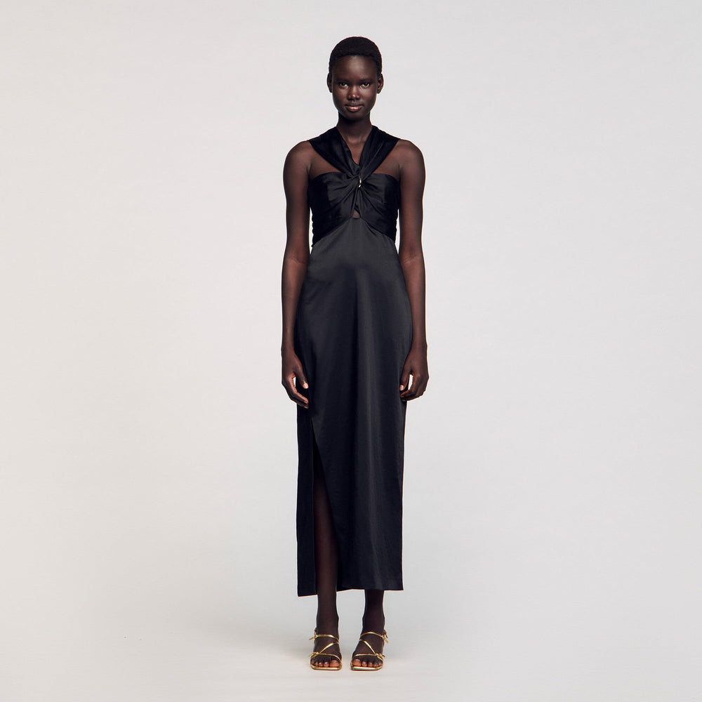 Sandro Women Slit satin-effect maxi dress