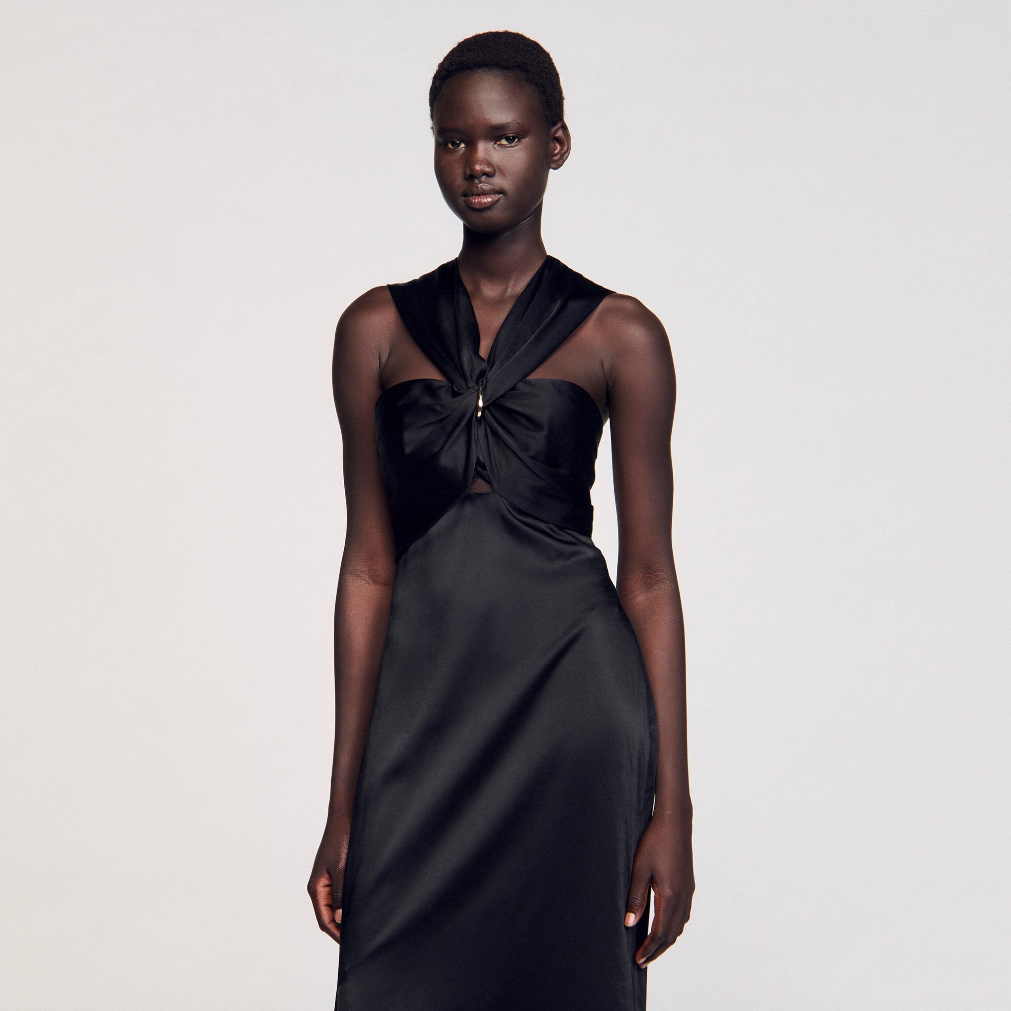 Sandro Women Slit satin-effect maxi dress