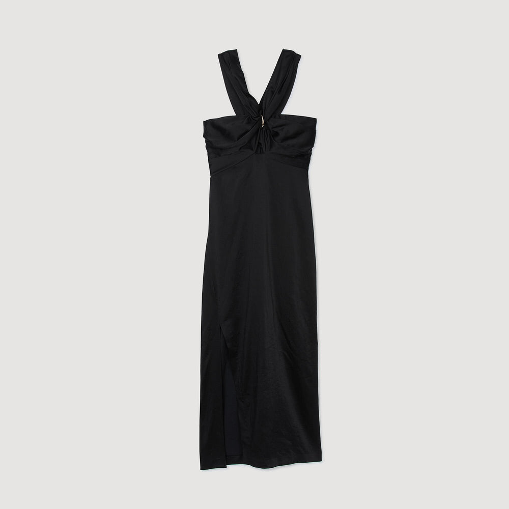 Sandro Women Slit satin-effect maxi dress