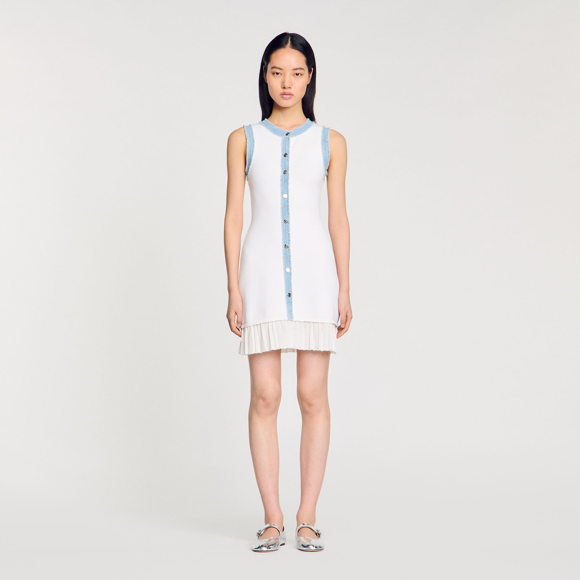 Sandro Women Mini knit dress with ruffles