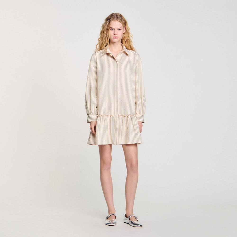 Sandro Women Rhinestone striped shirt dress