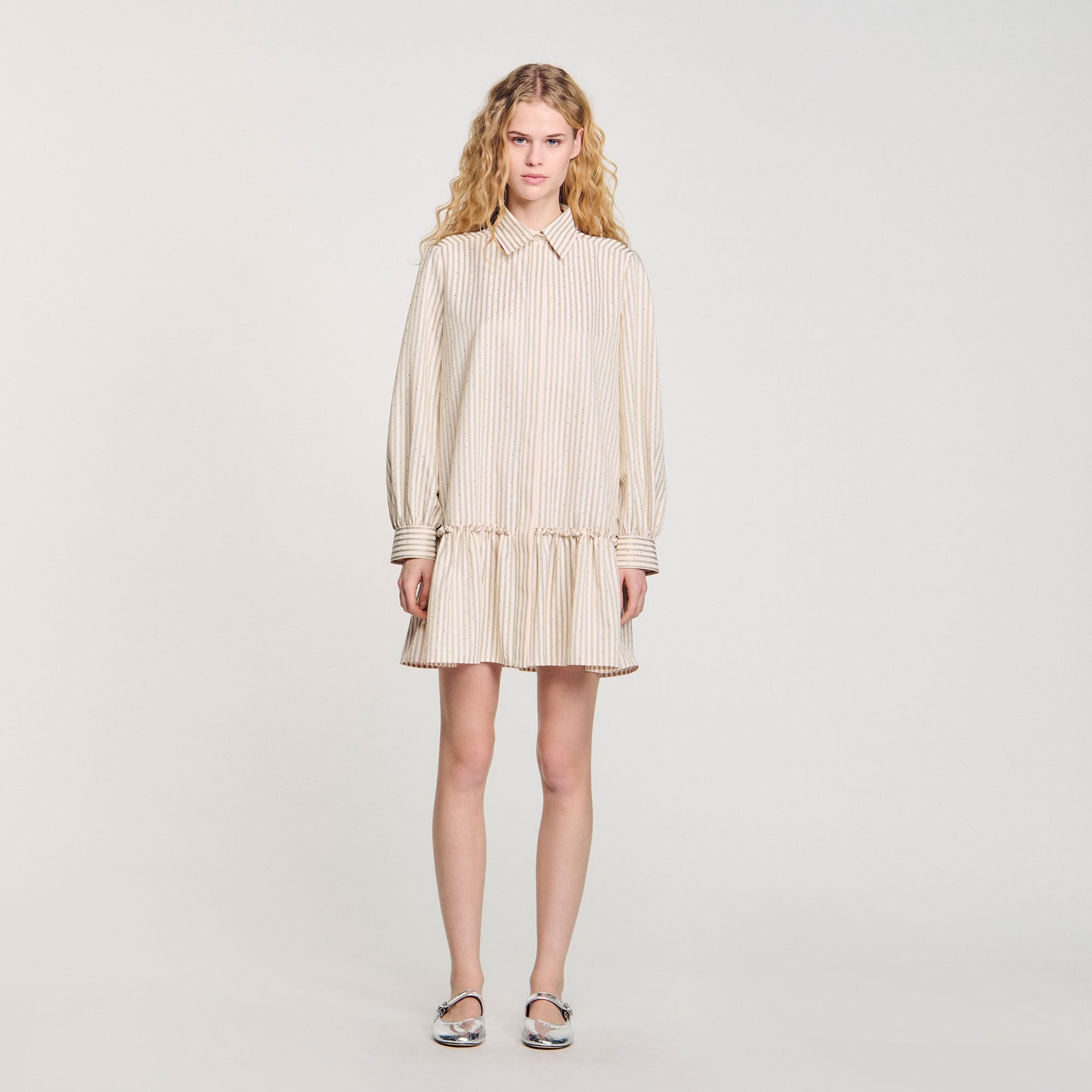Sandro Women Rhinestone striped shirt dress