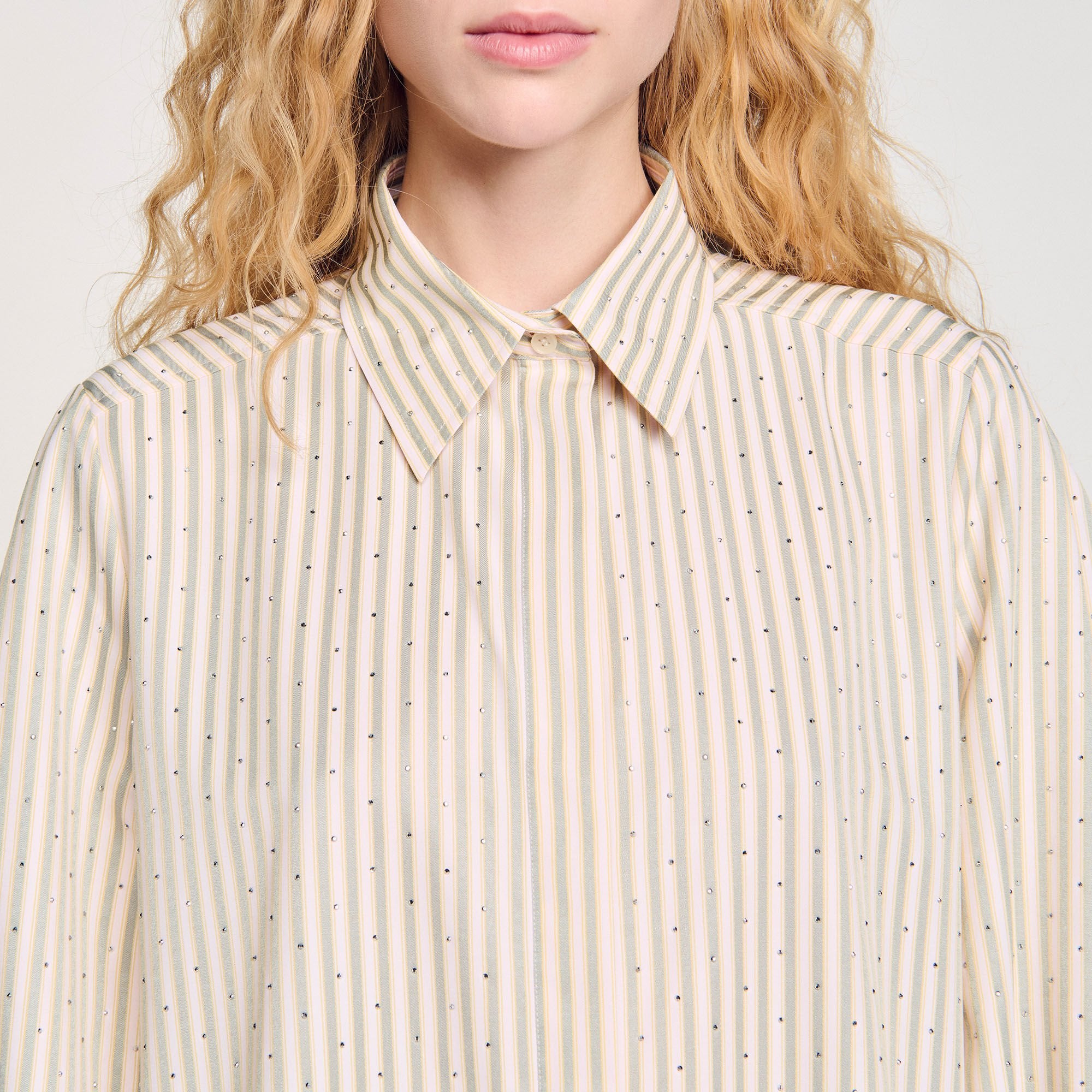 Sandro Women Rhinestone striped shirt dress