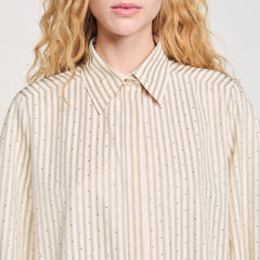 Sandro Women Rhinestone striped shirt dress