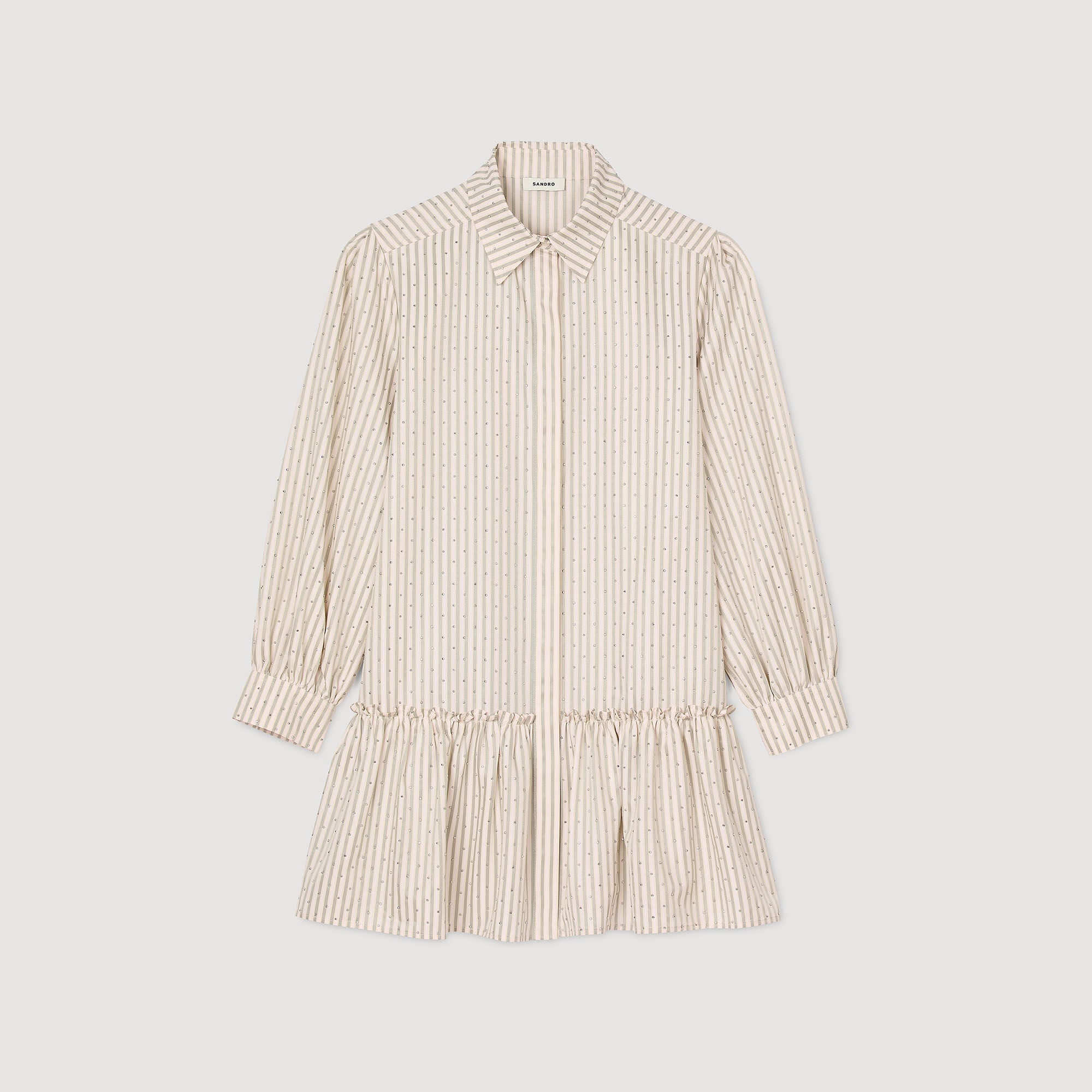 Sandro Women Rhinestone striped shirt dress