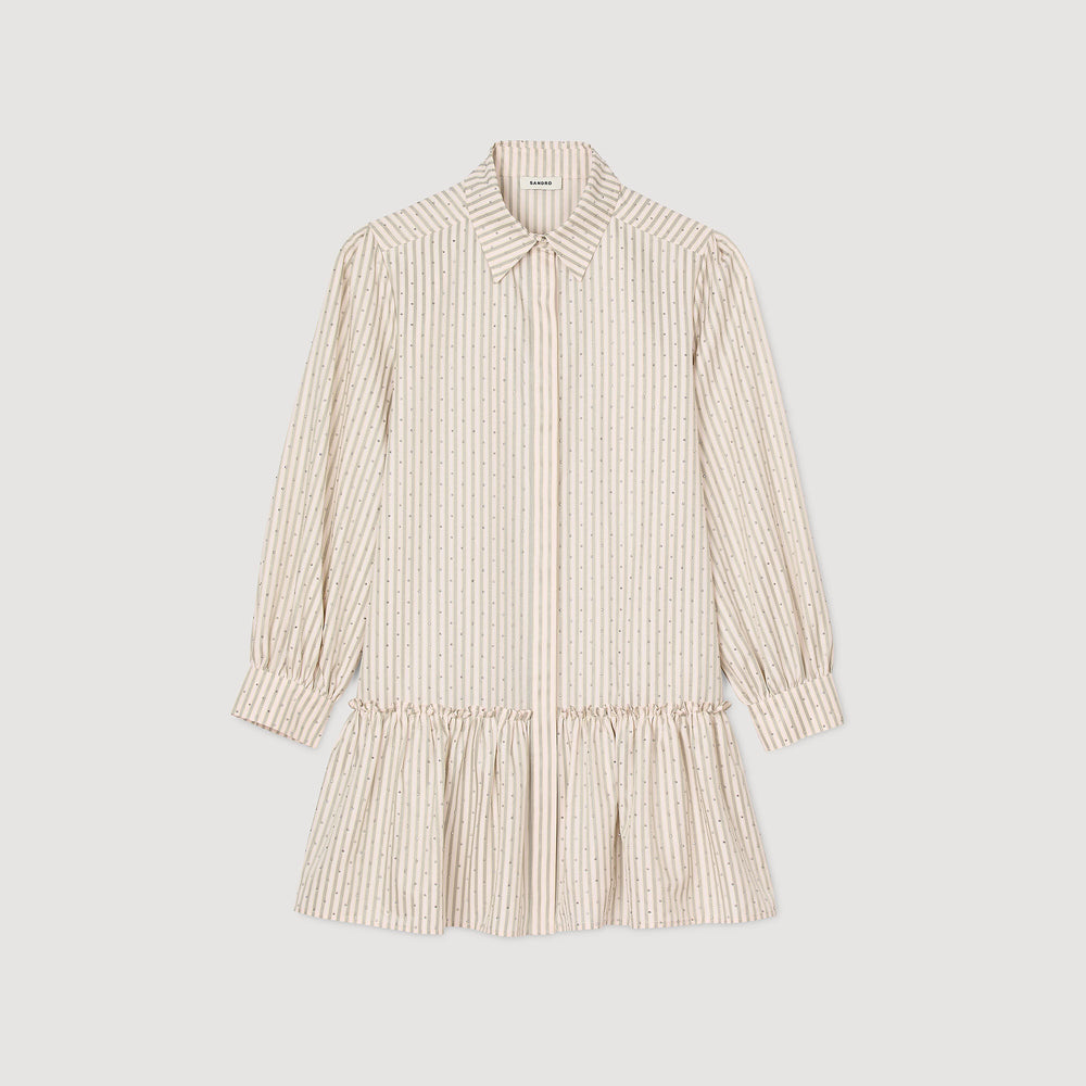 Sandro Women Rhinestone striped shirt dress