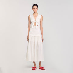Sandro Women Crinkled maxi dress with bow