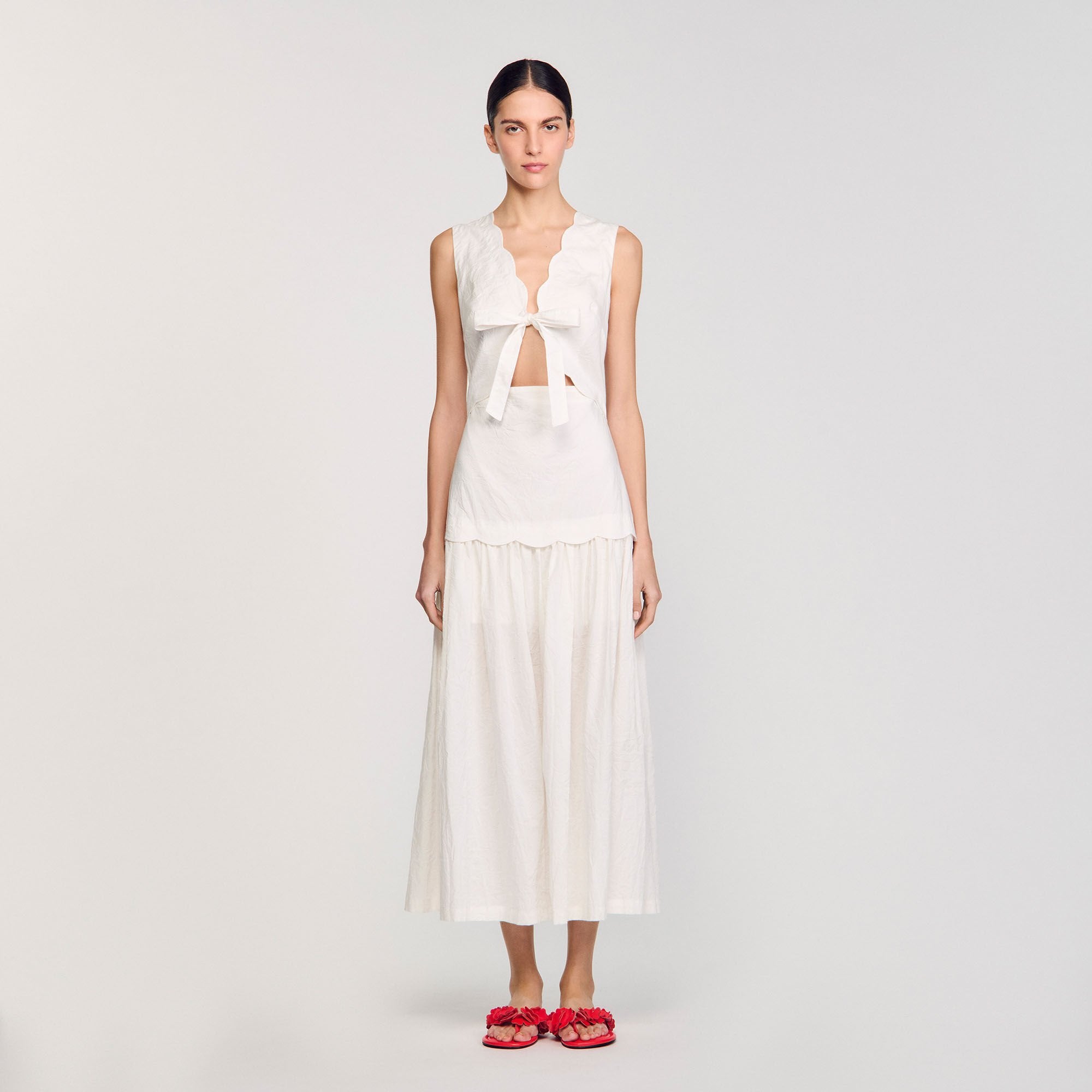 Sandro Women Crinkled maxi dress with bow