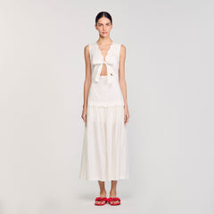 Sandro Women Crinkled maxi dress with bow