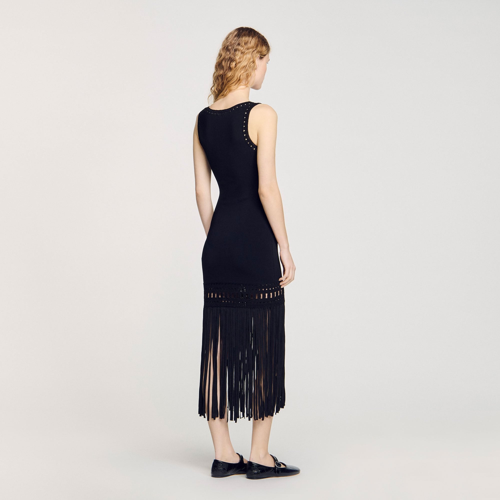 Sandro Women Fringed knit dress