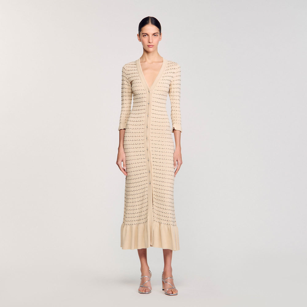 Sandro Women Rhinestone knit maxi dress