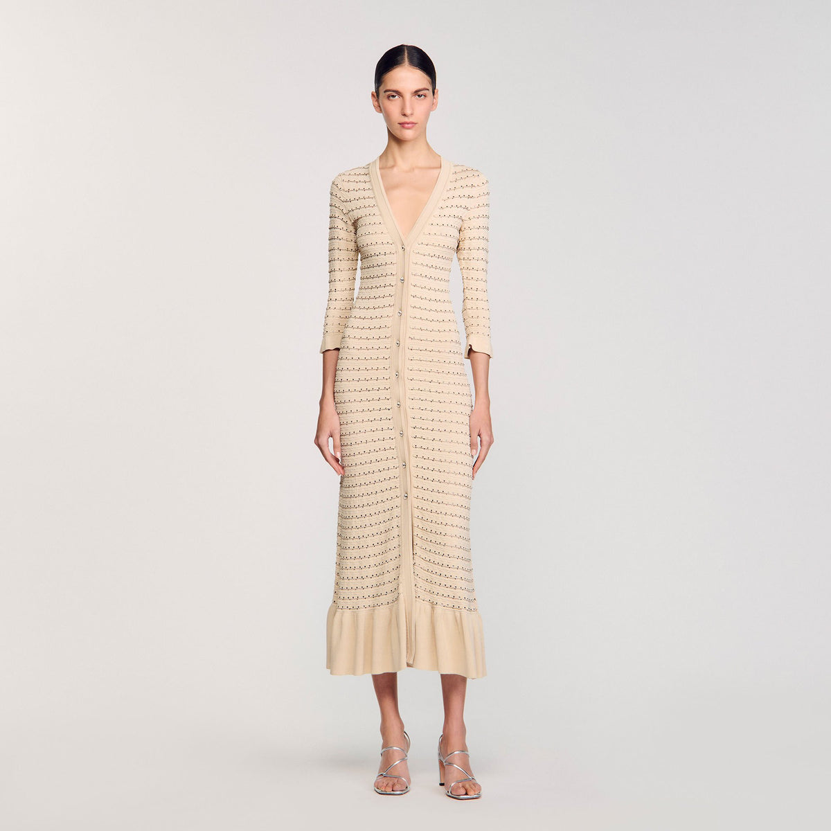 Sandro Women Rhinestone knit maxi dress