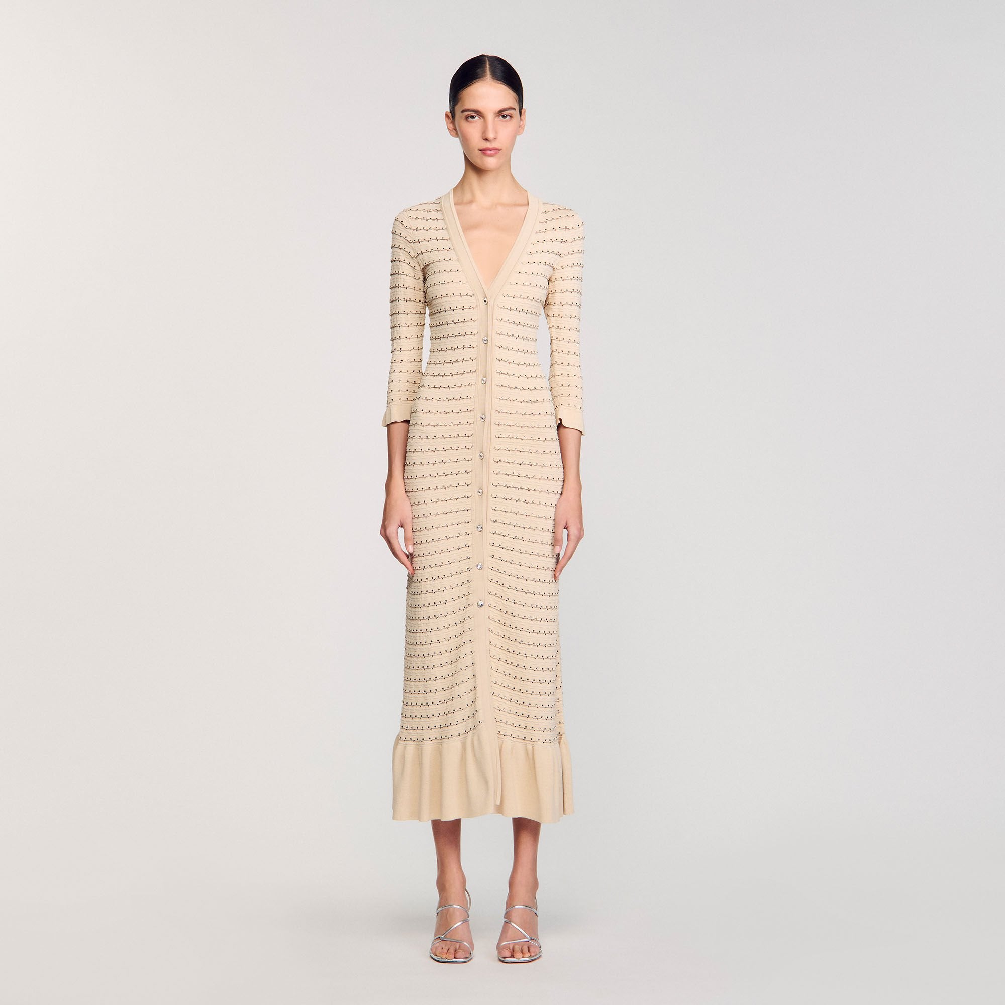 Sandro Women Rhinestone knit maxi dress