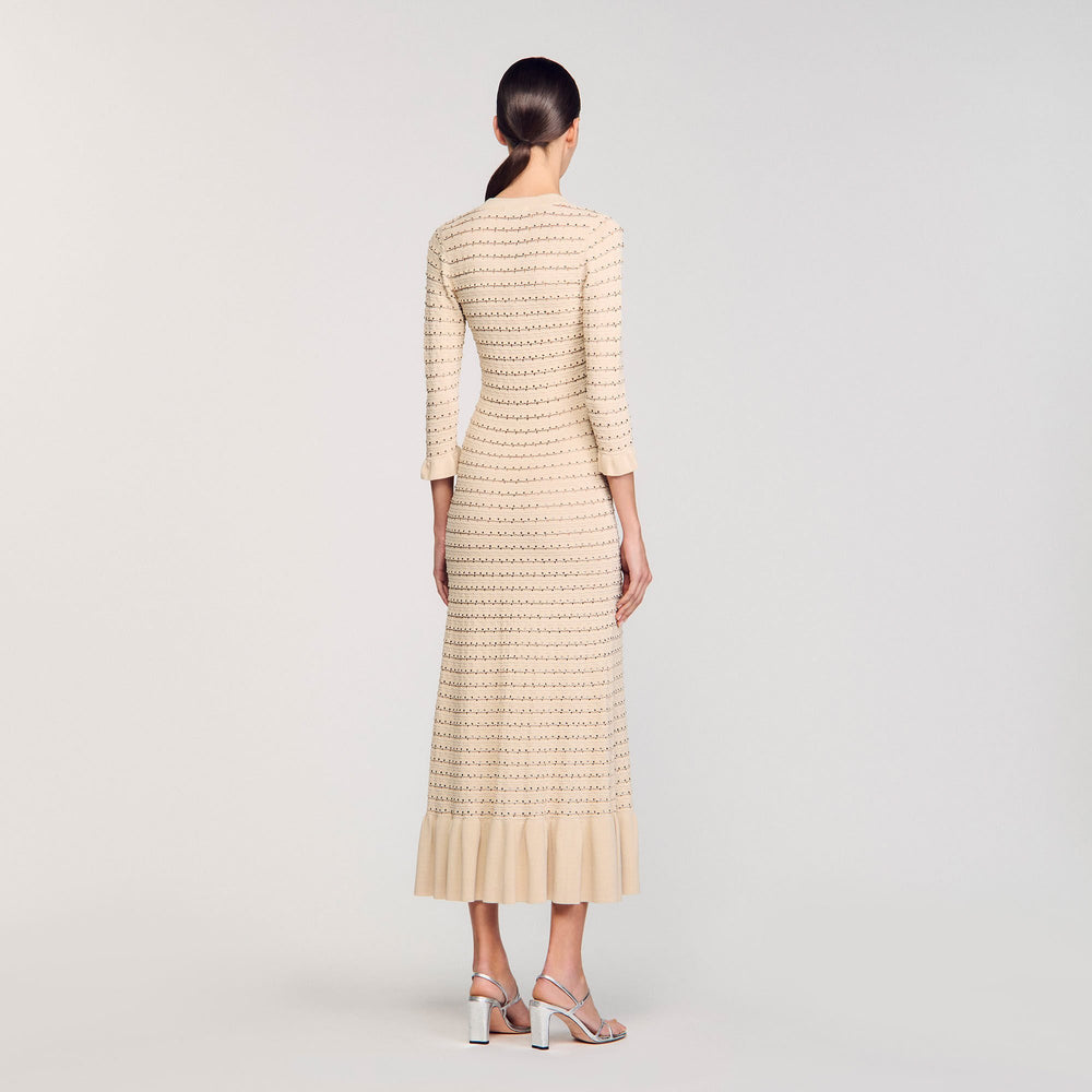 Sandro Women Rhinestone knit maxi dress