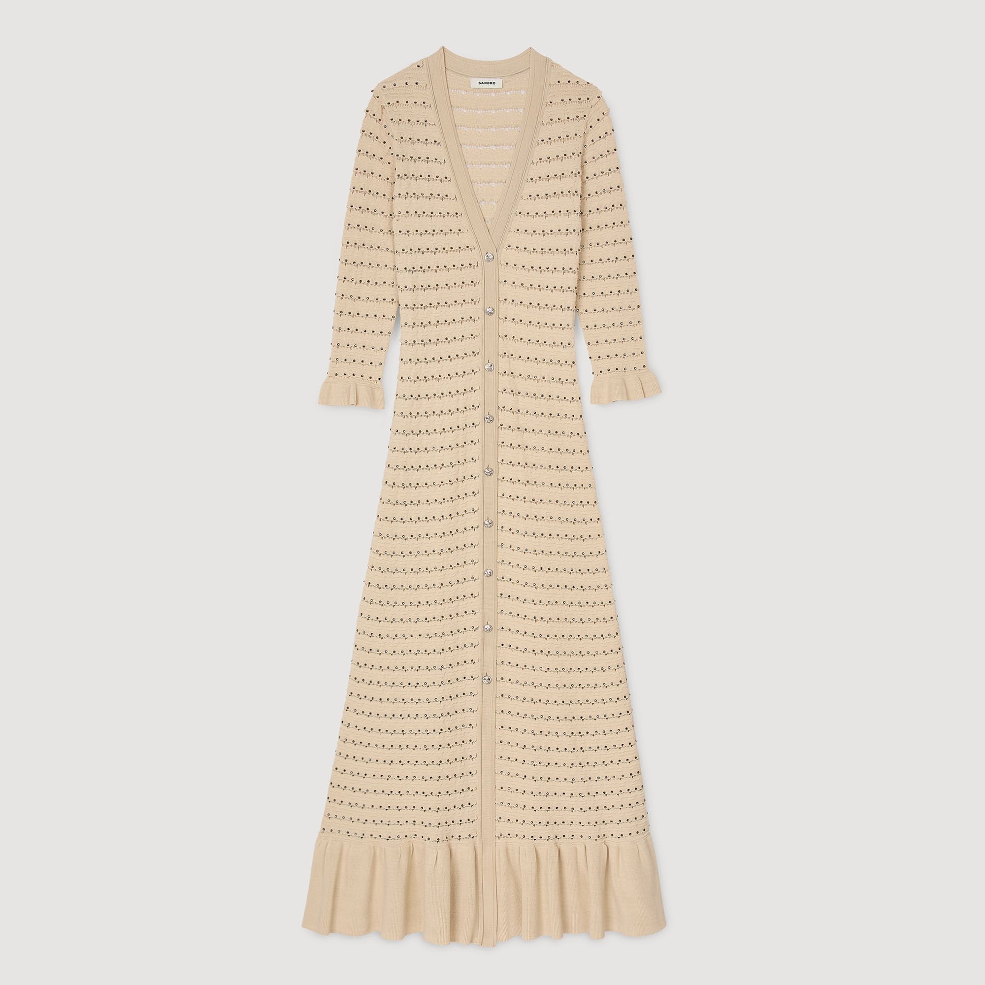 Sandro Women Rhinestone knit maxi dress