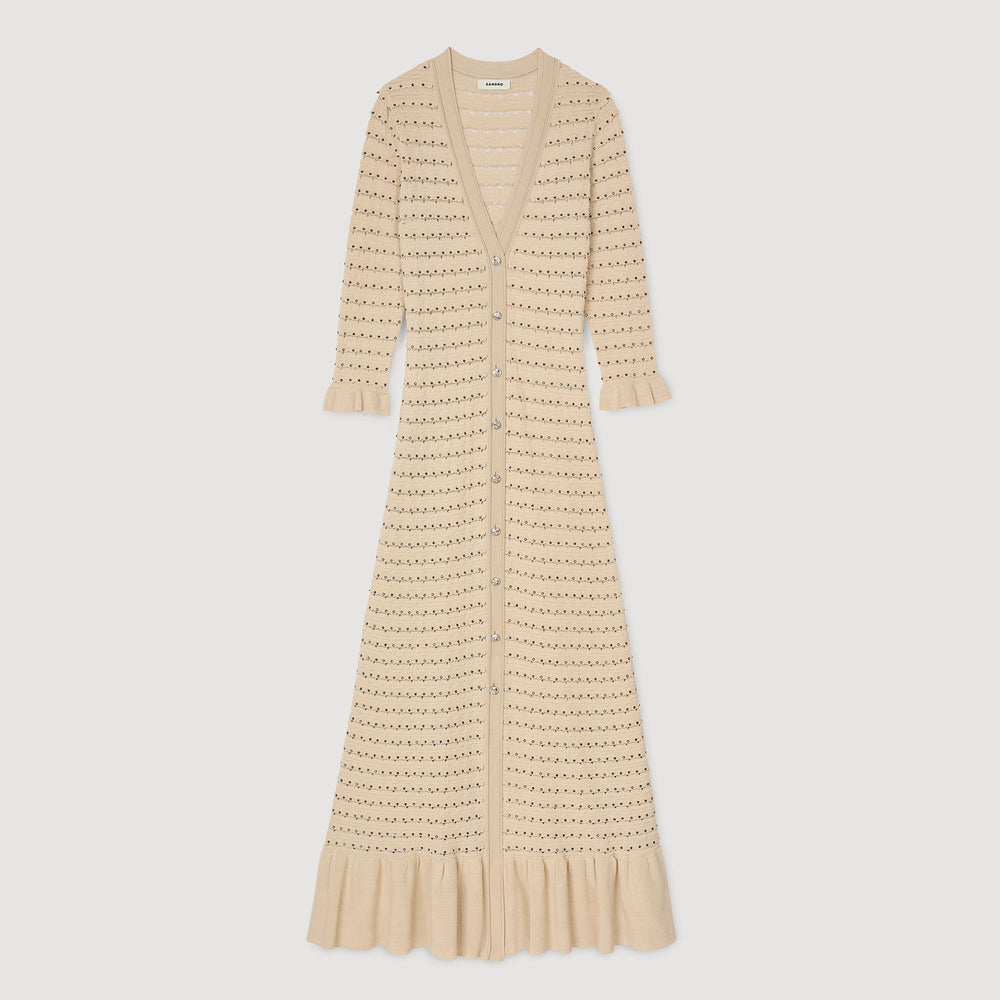 Sandro Women Rhinestone knit maxi dress