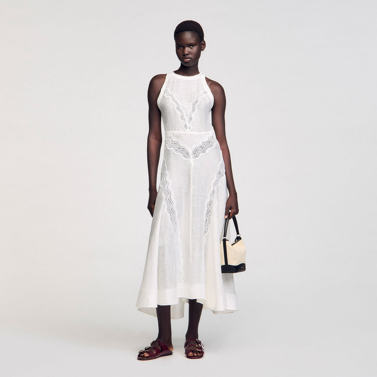 Sandro Women Lace trim maxi dress