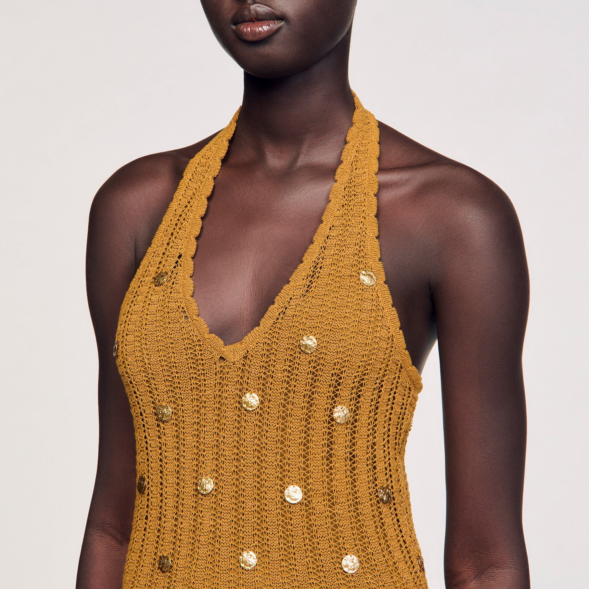 Sandro Women Maxi knit dress with fringes