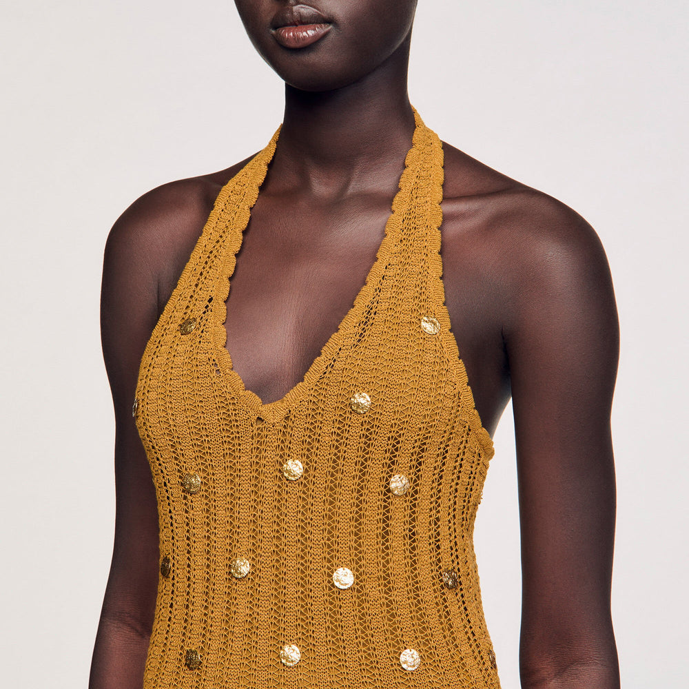 Sandro Women Maxi knit dress with fringes